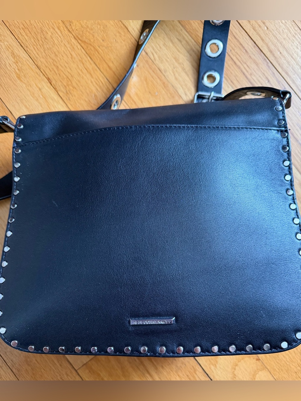 Rebecca Minkoff Black Studded Leather Crossbody Bag - Picture 3 of 8